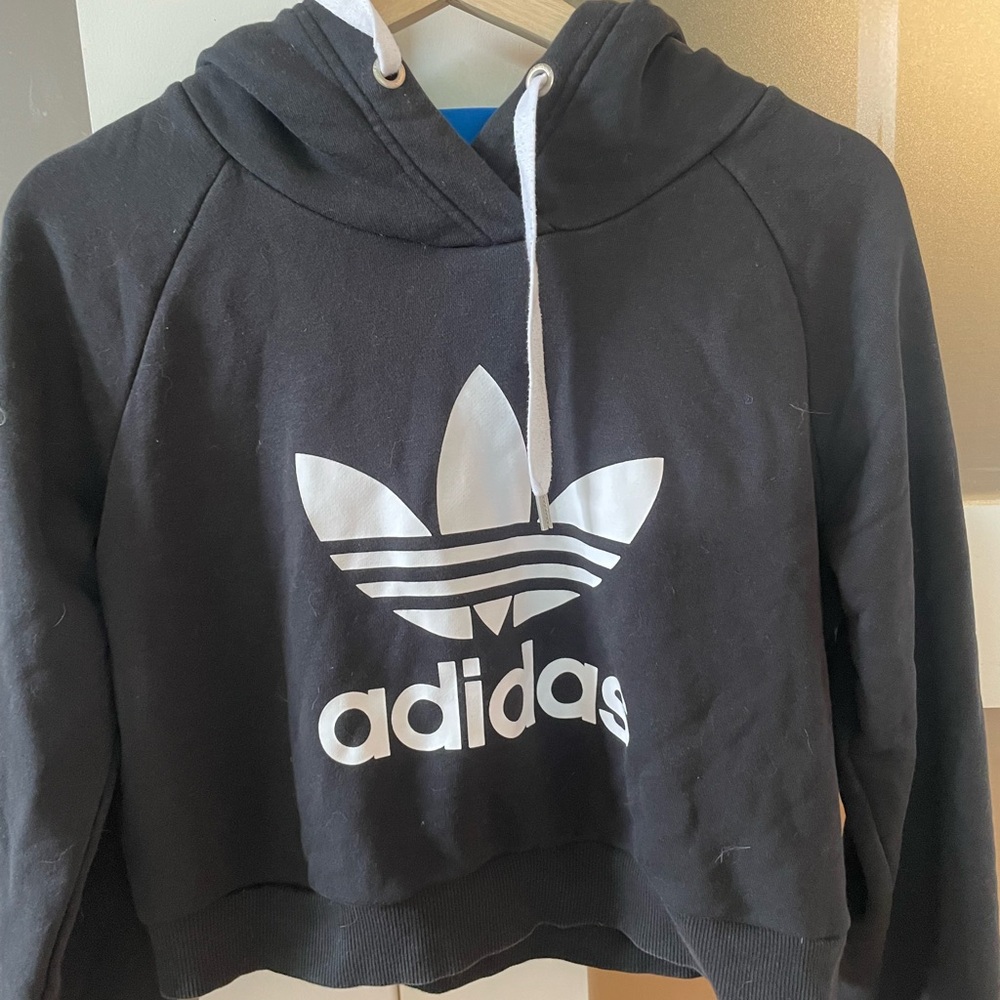 Adidas Black Cropped Hoodie